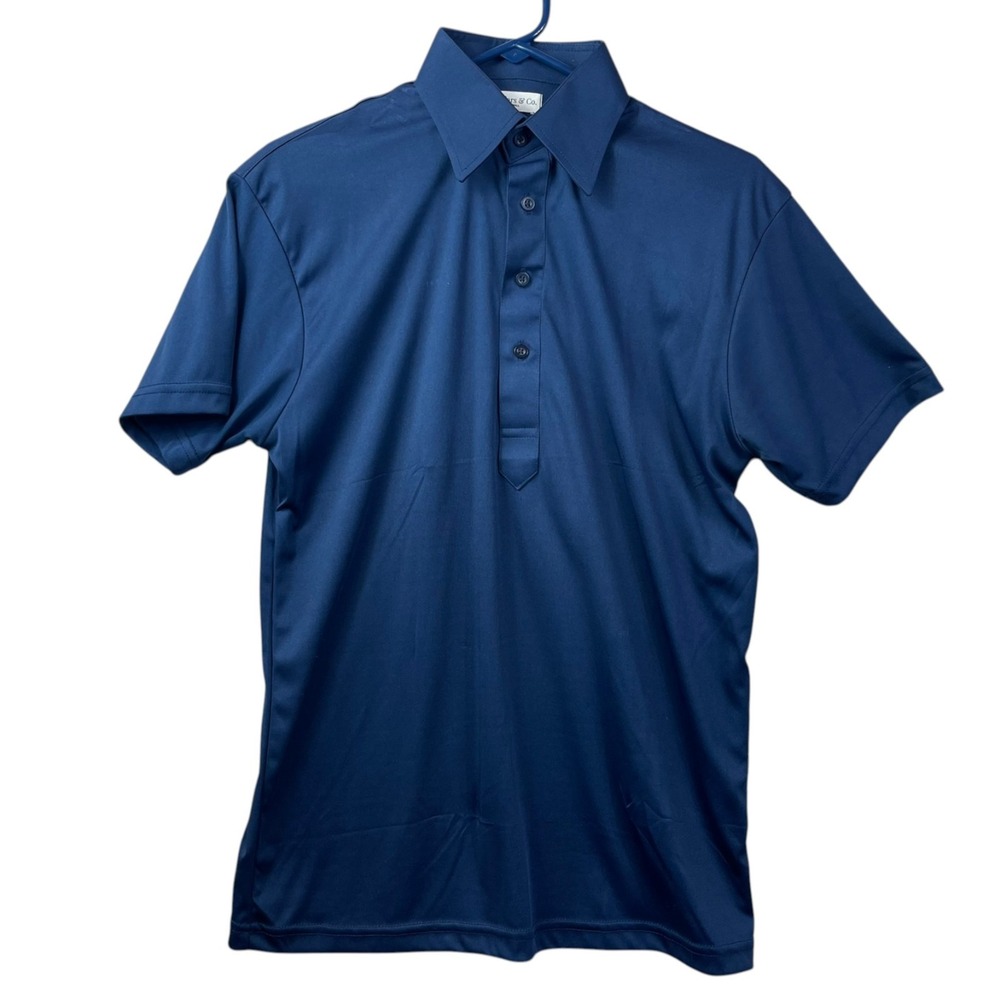 Collars & Co Dress Collar Polo Shirt Mens Small Navy Blue Stretchy Lightweight